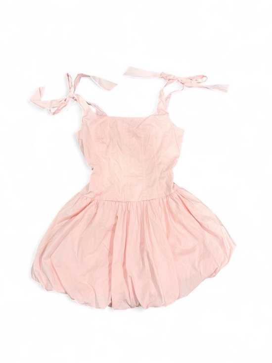 Lush Dresses & Skirts - Lush Blush Pink Tie-Strap Bubble Mini Dress